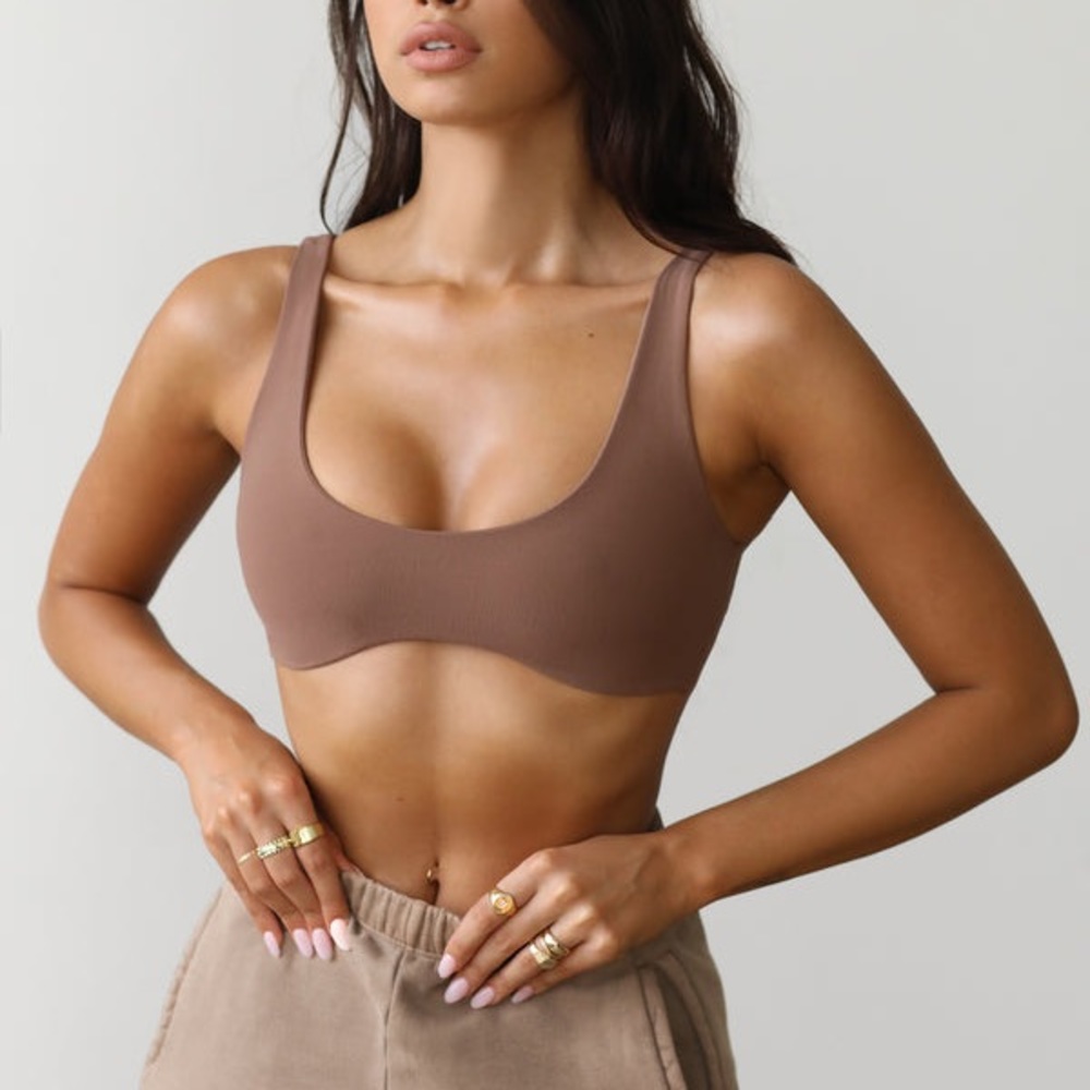 Joah Brown Mocha Suede Bra Second Skin XS/S